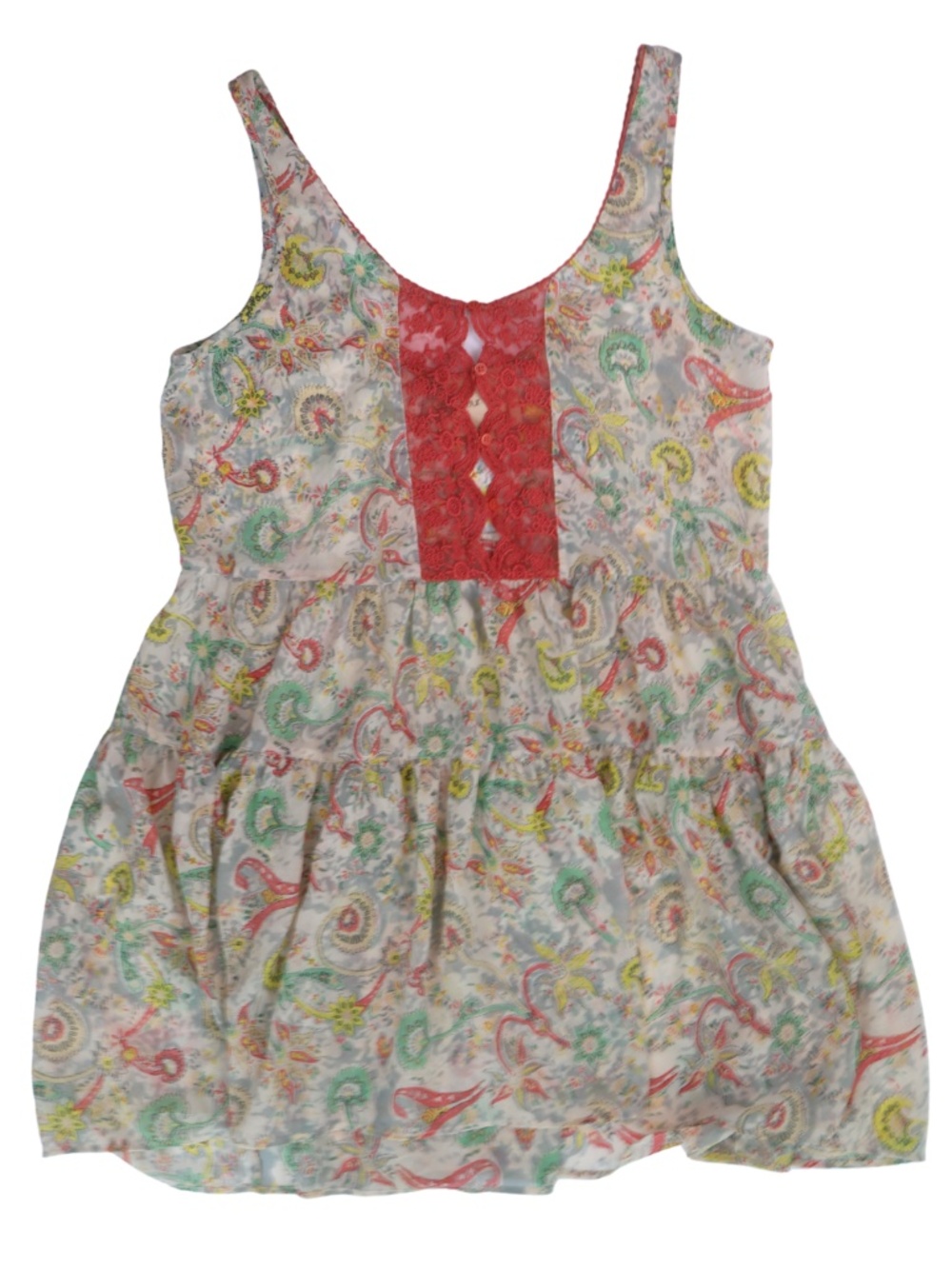 Fleur Wood Anthropologie Paisley Lace Babydoll Mini Dress M Boho Sheer